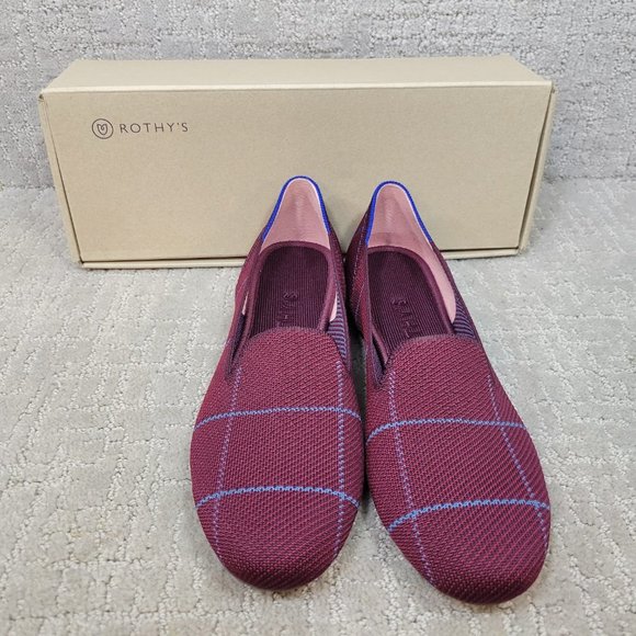 ROTHY'S The Loafer Women's Size US 11 Burgundy Grid Slip On Flat Shoes - Picture 5 of 10